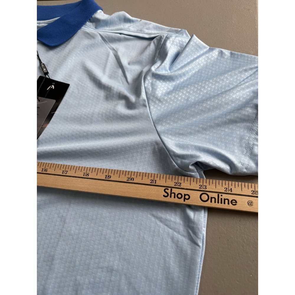 New HEAD Men's Large Polo Shirt Blue Quarter Zip UV Protection Tennis Golf - Picture 8 of 11